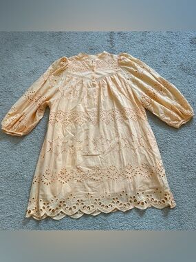 Eyelet Cotton Dress with Scallop Hem